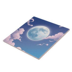 Ilustração caprichosa e fofa da lua no céu noturno