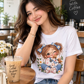 Ilustração Caprichosa Kawaii Floral Menina Boneca