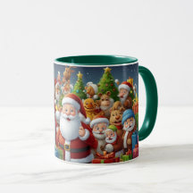 Ilustração Cartoon da Caneca Santa Clause de Natal