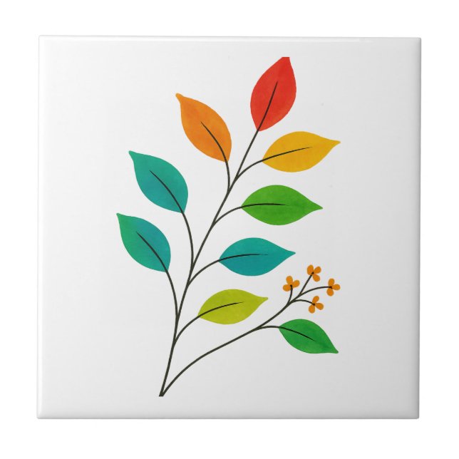 Ilustração Colorida de Ramificação Folha (Frente)