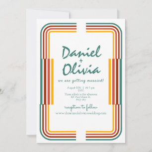 Ilustração Colorida Verde Convite de Casamento QR