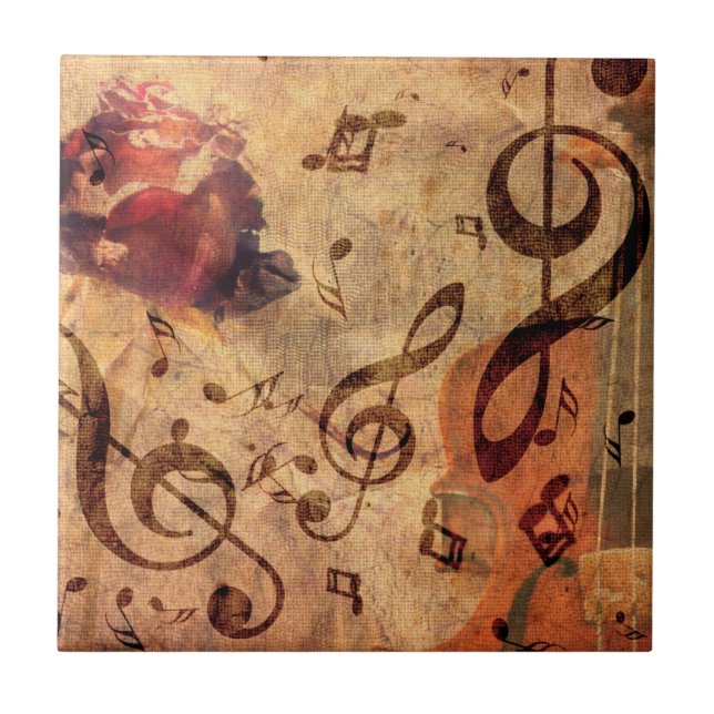 Ilustração com rosa e violino (Frente)