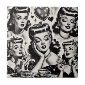 Ilustração da Garota da Vintage Bonita
