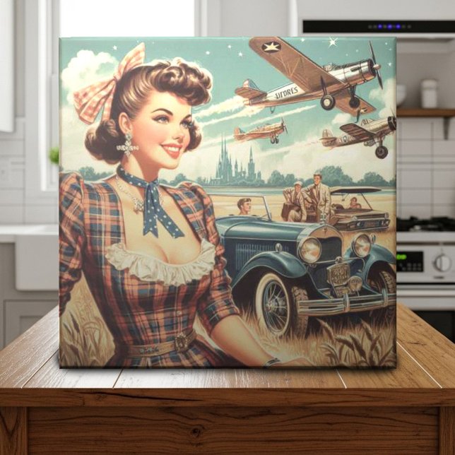 Ilustração da Garota da Vintage Bonita (Criador carregado)