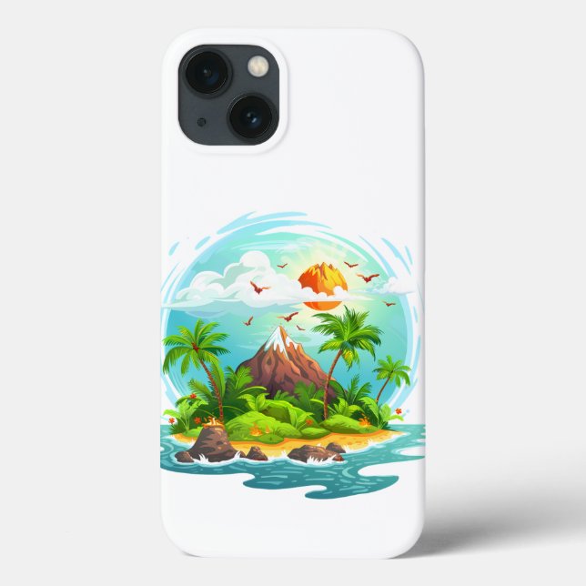 Ilustração da Ilha Tropical com o Ocean View (Verso)