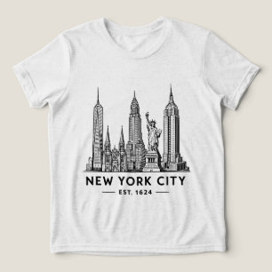 Ilustração da Silhueta de Nova York com Estátua da