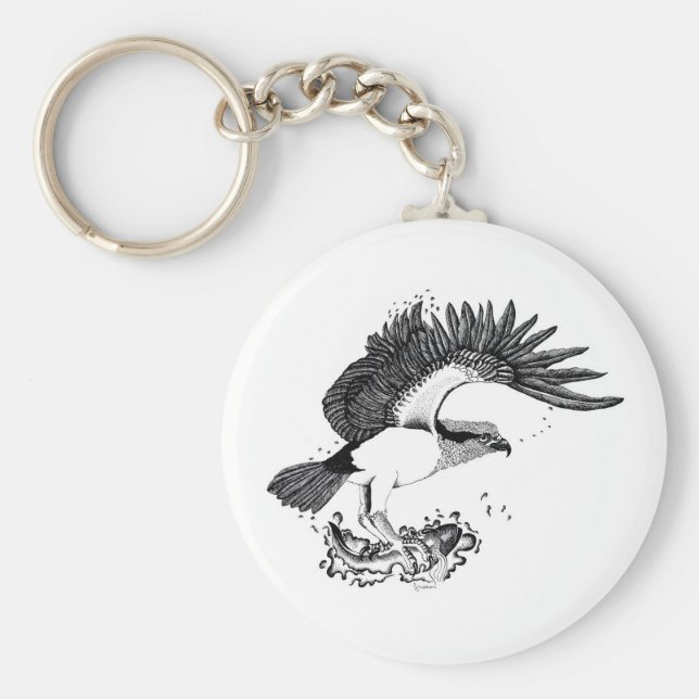 Ilustração de Águia-pescadora em chaveiro de botão (Frente)