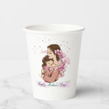 Ilustração de Amor entre Mãe e Filha :Copo de pape