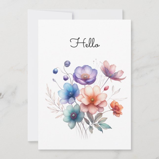 Ilustração de Aquarela de Buquê Floral Personaliza (Frente)