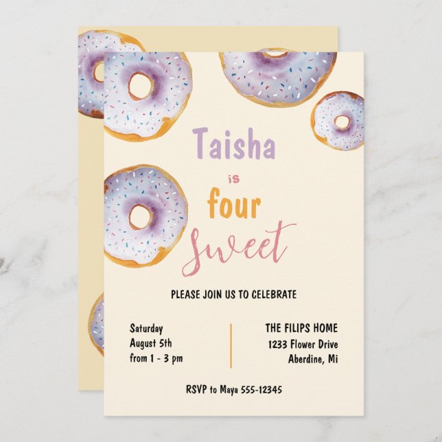 Ilustração de Aquarela de Rosquinha de borrifagem  (Frente/Verso)