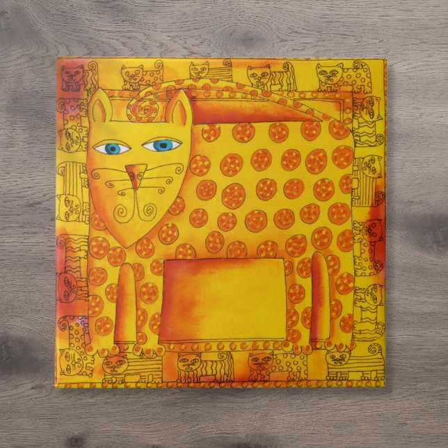 Ilustração de Aquarela-Leopardo Padrão (Patterned Leopard Watercolour Illustration Ceramic Tile)