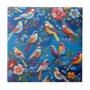 Ilustração de aves canoras coloridas