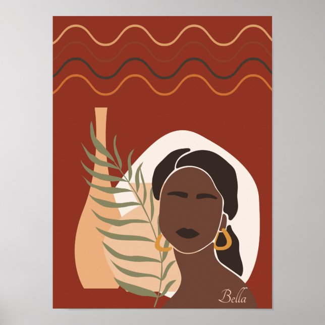 Ilustração de Boho, Poster de Tons Terrenos (Frente)