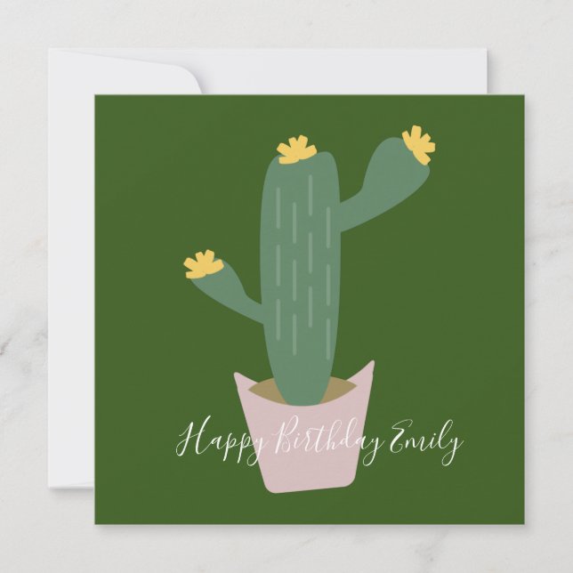 Ilustração de Bolo de Aniversário de Cactus (Frente)