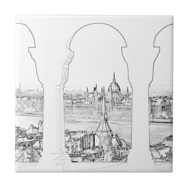 Ilustração de Budapeste e parlamento húngaro (Frente)