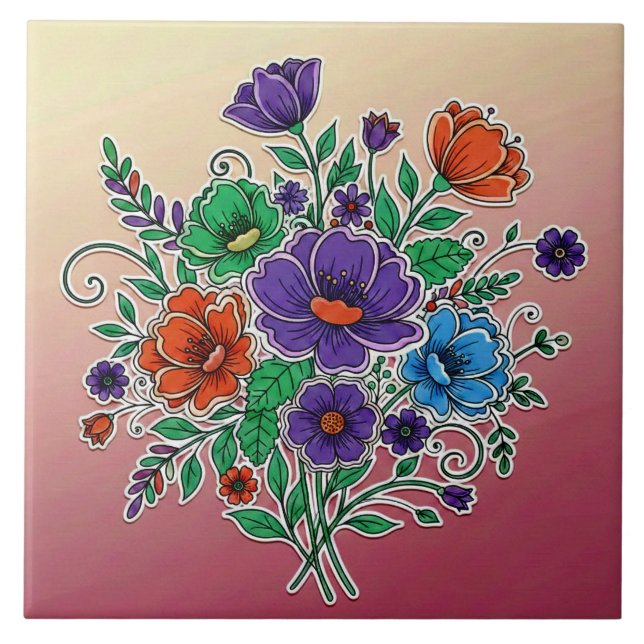 Ilustração de Buquê Floral Vibrante (Frente)