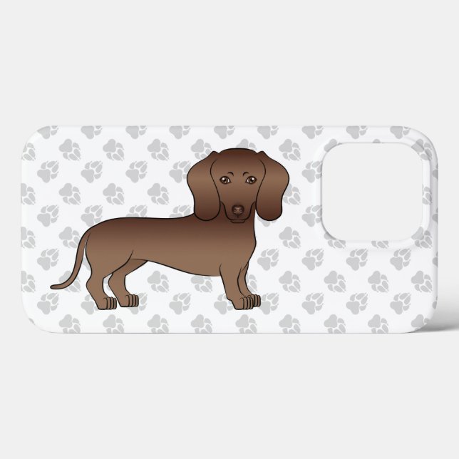 Ilustração de Cachorro Dachshund Marrom de Pelo Li (Verso (horizontal))