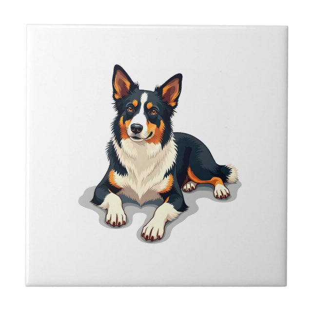 Ilustração de Cachorro de Retrato de Border Collie (Frente)