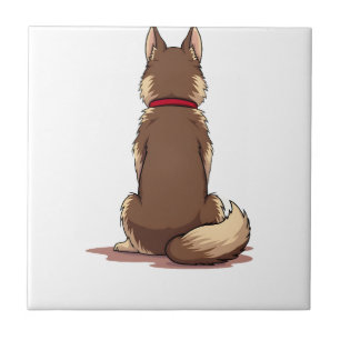 Ilustração de cachorro Husky vista traseira vintag
