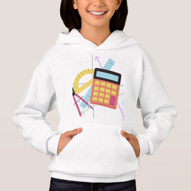 Ilustração de Calculadora Fofa e Materiais Escolar (Frente)