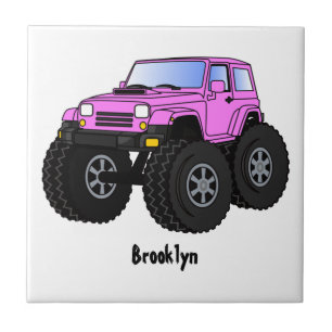 Ilustração de caminhão monstro rosa em estilo cart