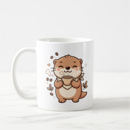 Ilustração de Caneca de Café de Lontra Kawaii