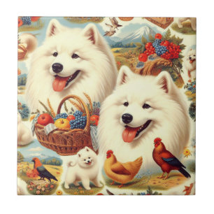 Ilustração de Cão Samoyed Vintage