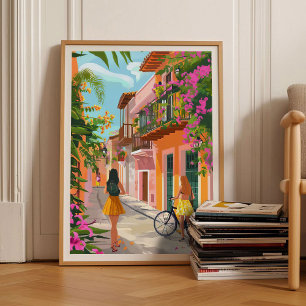 Ilustração de Cartagena Impressão Colômbia Cartage