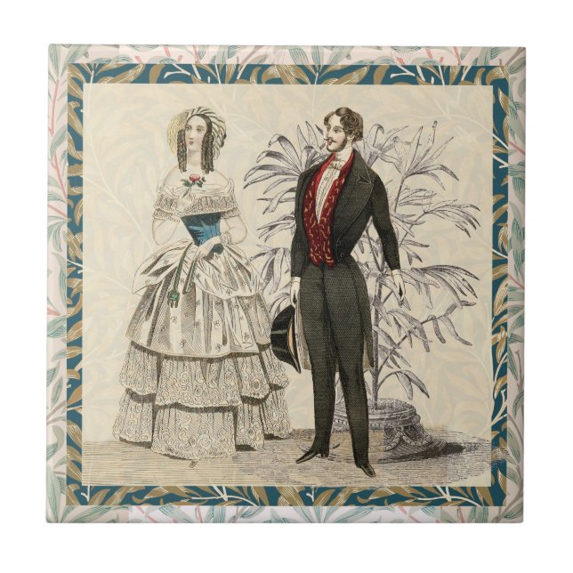 Ilustração de casamento vitoriano vintage de 1844 (Frente)