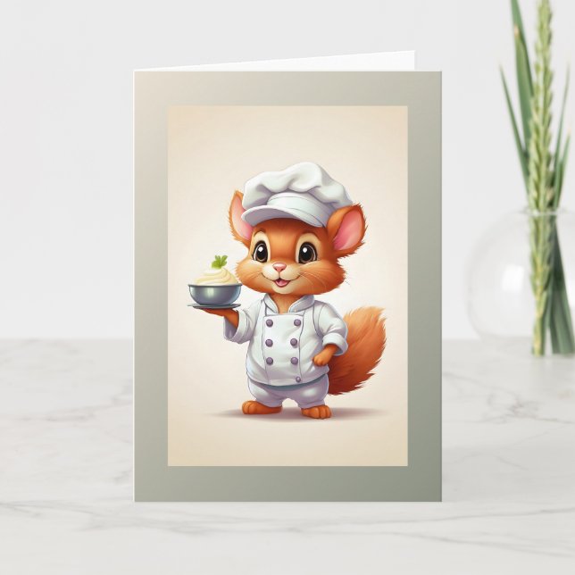 Ilustração de Chef Esquilo Bebê Cartão de Saudação (Frente)