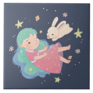 Ilustração de Coelhinho e Rapariga da Noite Estrel
