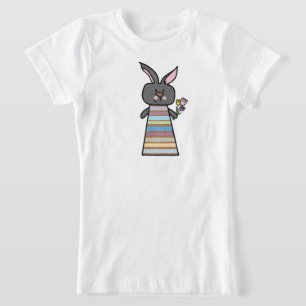 Ilustração de Coelho Floral Camiseta de Animal p