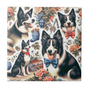 Ilustração de Collie de Borda de Vintagem de Corte