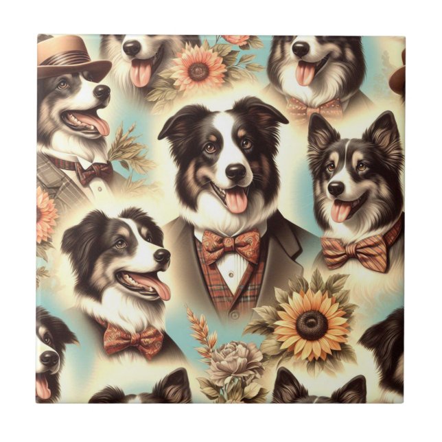 Ilustração de Collie de Borda Vintage (Frente)