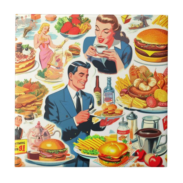 Ilustração de Comidas da Vintage 1950s (Frente)