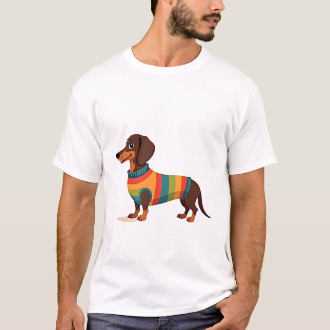 Ilustração de Dachshund de Suéter Vintage de Arco- (Frente)