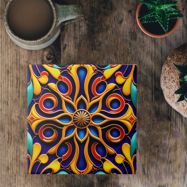 Ilustração de Deco de Arte Floral Azul Retroativa (Criador carregado)