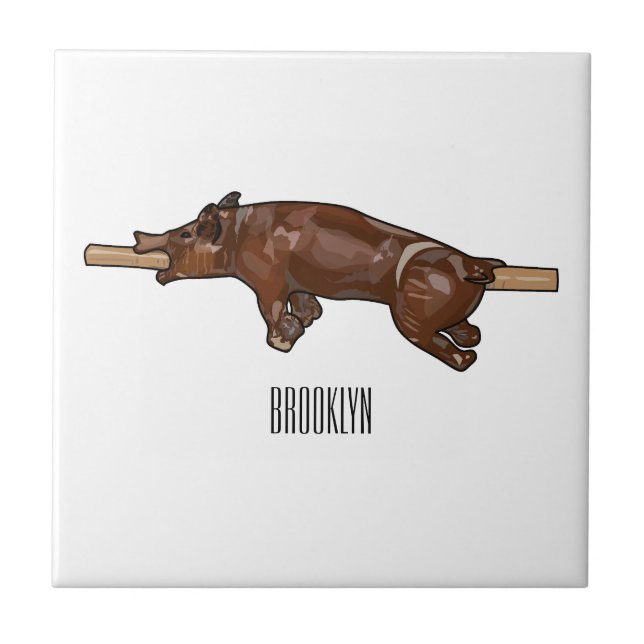 Ilustração de desenho animado assado/assado porcin (Frente)