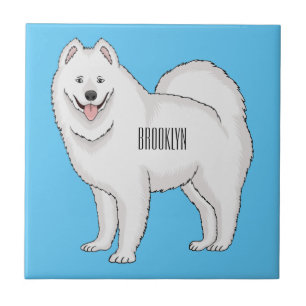 Ilustração de desenho animado com cão Samoyed