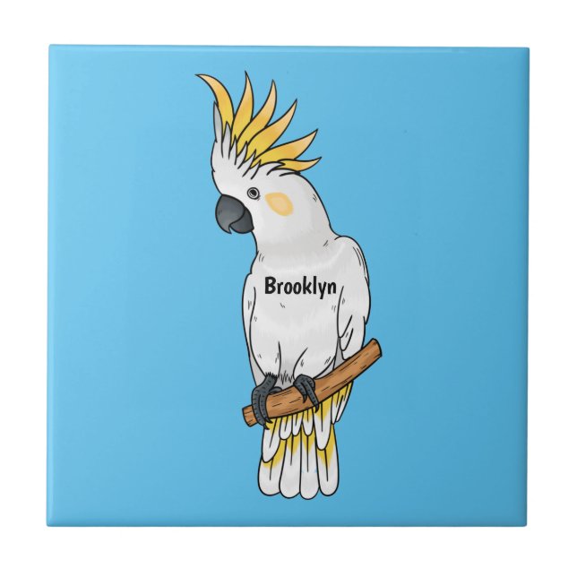 ilustração de desenho animado de cacatua crestada  (Frente)