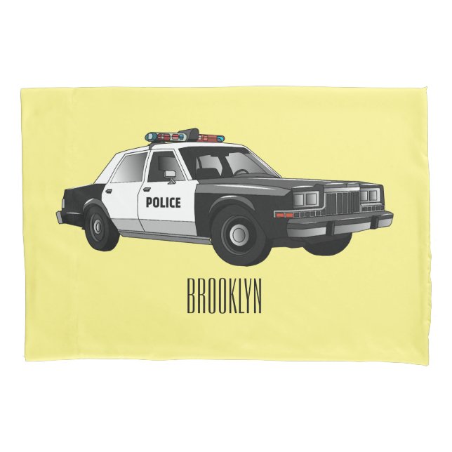 Ilustração de desenho animado de carro da polícia (Frente)