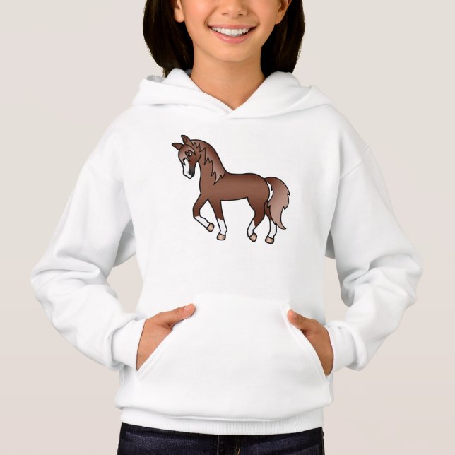 Ilustração de desenho animado de cavalo trotando c (Frente)