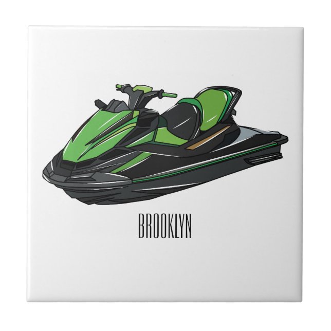 Ilustração de desenho animado de esqui jet (Frente)