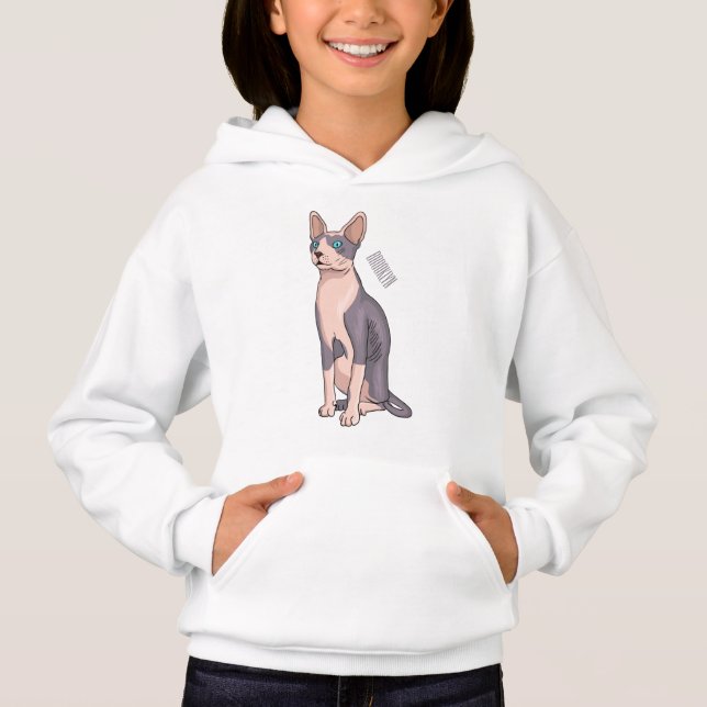 Ilustração de desenho animado de gato esphynx (Frente)