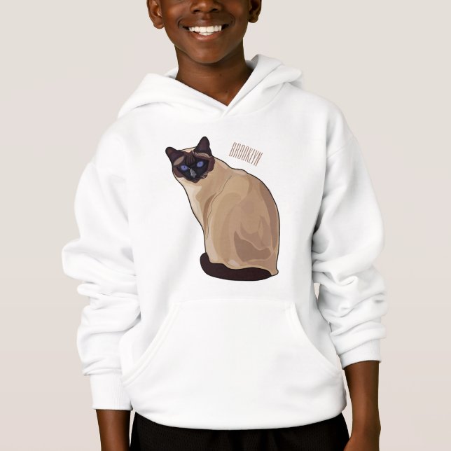 Ilustração de desenho animado de gato siamês (Frente)