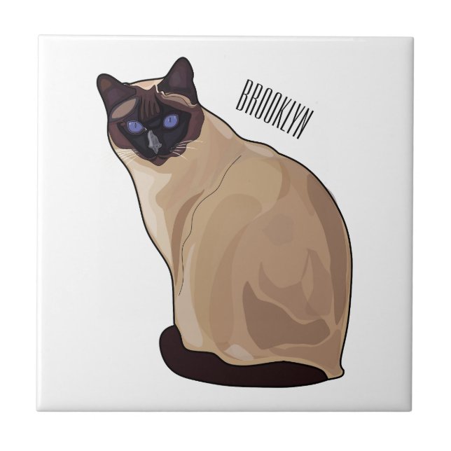 Ilustração de desenho animado de gato siamês (Frente)