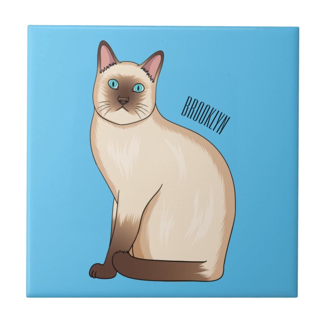 Ilustração de desenho animado de gato siamês (Frente)