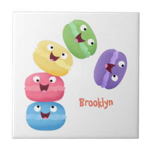 Ilustração de desenho animado de macarons fofos e