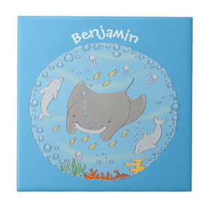 Ilustração de desenho animado de manta-branca e bo