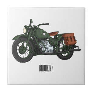 Ilustração de desenho animado de motocicleta milit